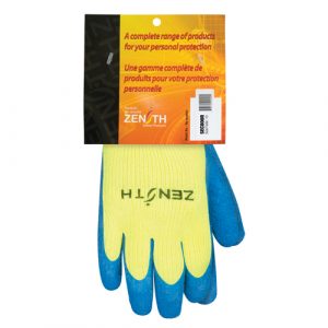 High Visibility Coated Gloves, 10, Rubber Latex Coating, 7 Gauge, Acrylic Shell