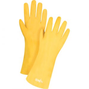 Rough-Finish Chemical-Resistant Gloves, Size 9, 14" L, PVC, Interlock Inner Lining, 47-mil