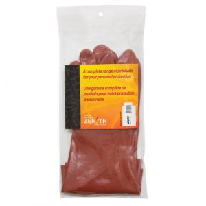 Red Smooth-Finish Chemical-Resistant Gloves, Size 9, 14" L, PVC, Interlock Inner Lining, Heavy Weight