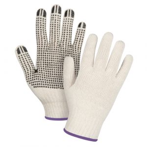 Heavyweight Dotted String Knit Gloves, Poly/Cotton, Single Sided, 7 Gauge, X-Small