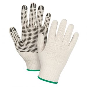 Heavyweight Dotted String Knit Gloves, Poly/Cotton, Single Sided, 7 Gauge, Medium