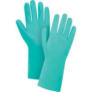 Diamond-Grip Chemical-Resistant Gloves, Size 11, 13" L, Nitrile, Flock-Lined Inner Lining, 15-mil