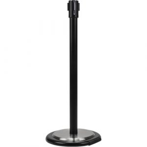 Free-Standing Crowd Control Barrier Receiver Post With Wheels, 35" High, Black