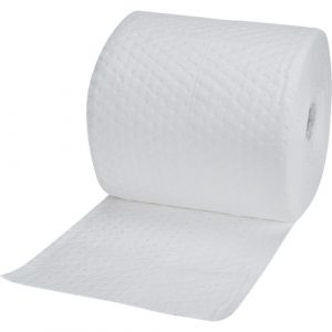 Industrial-Grade Fine Fibre Sorbent Rolls, Mediumweight, 150' L x 15" W, 25 gal. Absorbancy