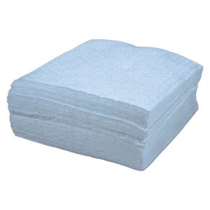 Blue Bonded Sorbent Pad, Oil Only, 15" x 17", 8 gal. Absorbancy