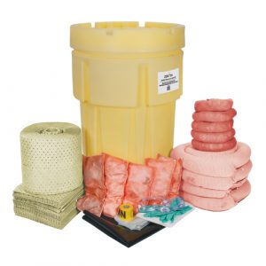 Spill Kit, Hazmat, Overpack/Salvage Drum, 95 US gal. Absorbancy