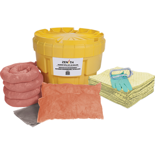 Spill Kit, Hazmat, Overpack/Salvage Drum, 20 US gal. Absorbancy