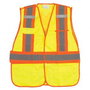 CSA Compliant High Visibility Surveyor Vest, High Visibility Lime-Yellow, 2X-Large, Polyester, CSA Z96 Class 2 - Level 2