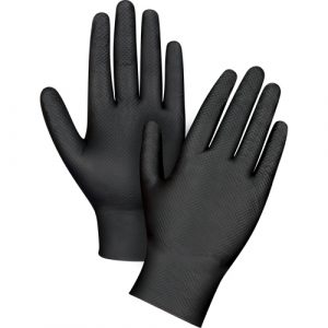 Heavyweight Tactile Grip Examination Gloves, X-Small, Nitrile, 8-mil, Powder-Free, Black