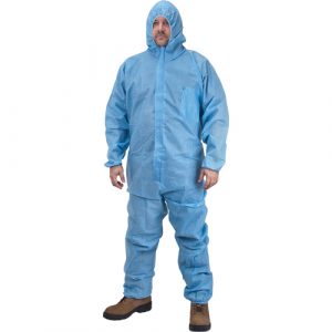 Premium Hooded Coveralls, 5X-Large, Blue, Polypropylene