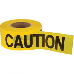 "Caution" Barricade Tape, English, 3" W x 1000' L, 2.5 mils, Black on Yellow