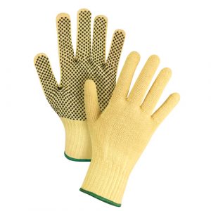 Dotted Seamless String Knit Gloves, Size Medium/8, 7 Gauge, PVC Coated, Kevlar<sup>®</sup> Shell, ASTM ANSI Level A2/EN 388 Level 3