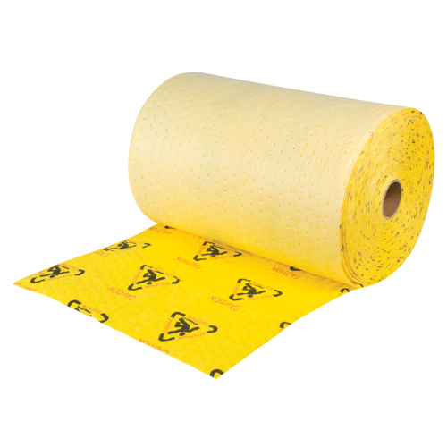 Caution Rolls -High Visibility Absorbents, Heavyweight, 150' L x 24" W, 37.6 gal. Absorbancy