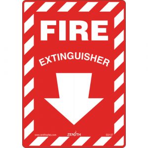 Fire Extinguisher Safety Sign, 10" x 7", Vinyl, English with Pictogram