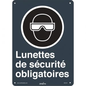 "Lunettes de sécurité" CSA Safety Sign, 14" x 10", Plastic, French with Pictogram