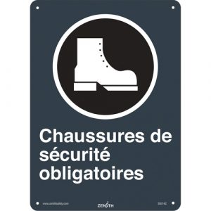 "Chaussures de sécurité" CSA Safety Sign, 14" x 10", Plastic, French with Pictogram