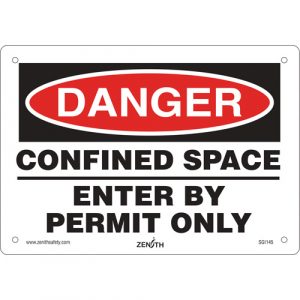 "Confined Space" Sign, 7" x 10", Aluminum, English