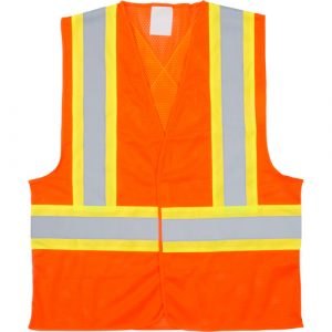 Traffic Safety Vest, High Visibility Orange, 2X-Large, Polyester, CSA Z96 Class 2 - Level 2