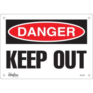 "Keep Out" Sign, 7" x 10", Plastic, English
