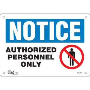 "Authorized Personnel Only" Sign, 7" x 10", Plastic, English with Pictogram