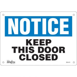 "Keep This Door Closed" Sign, 7" x 10", Aluminum, English