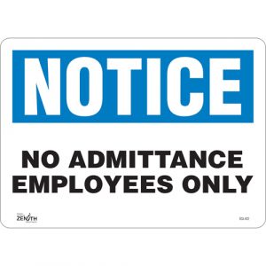 "Employees Only" Sign, 10" x 14", Vinyl, English
