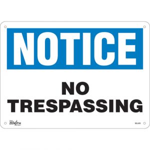 "No Trespassing" Sign, 10" x 14", Aluminum, English