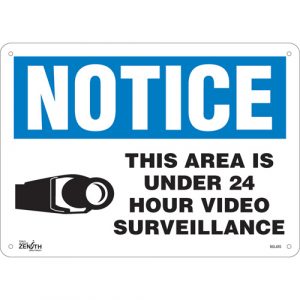 "24 Hour Surveillance" Sign, 10" x 14", Plastic, English with Pictogram