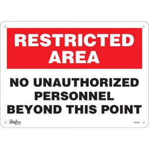 "No Unauthorized Personnel" Sign, 10" x 14", Aluminum, English