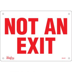 "Not An Exit" Sign, 7" x 10", Aluminum, English
