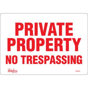 "Private Property" Sign, 7" x 10", Vinyl, English