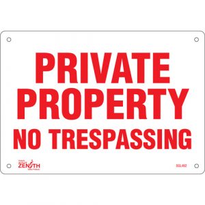 "Private Property" Sign, 7" x 10", Plastic, English