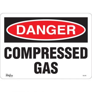 "Compressed Gas" Sign, 10" x 14", Vinyl, English