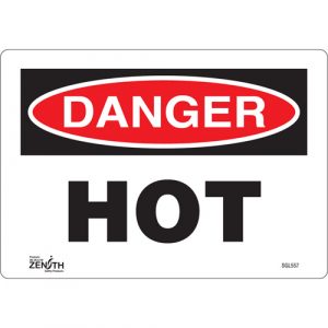 "Danger Hot" Sign, 7" x 10", Vinyl, English