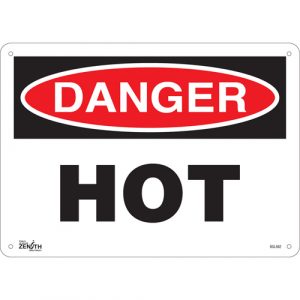 "Danger Hot" Sign, 10" x 14", Aluminum, English