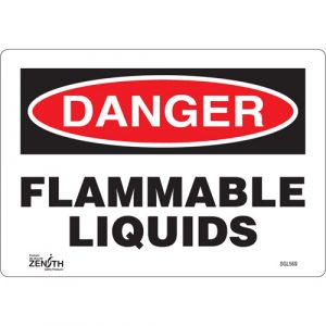 "Flammable Liquids" Sign, 7" x 10", Vinyl, English