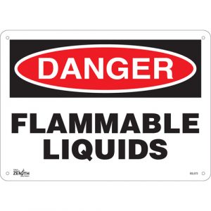 "Flammable Liquids" Sign, 10" x 14", Plastic, English