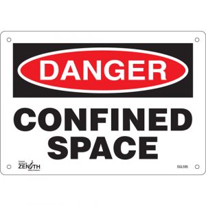 "Confined Space" Sign, 7" x 10", Aluminum, English