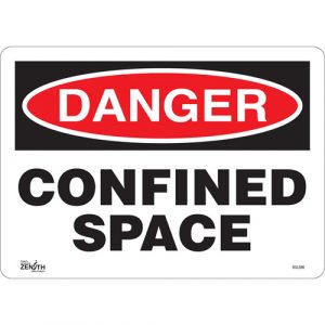 "Confined Space" Sign, 10" x 14", Vinyl, English
