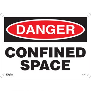 "Confined Space" Sign, 10" x 14", Plastic, English