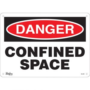 "Confined Space" Sign, 10" x 14", Aluminum, English