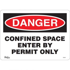 "Confined Space Enter By Permit Only" Sign, 10" x 14", Vinyl, English