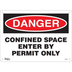 "Confined Space Enter By Permit Only" Sign, 10" x 14", Plastic, English