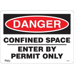 "Confined Space Enter By Permit Only" Sign, 10" x 14", Vinyl, English