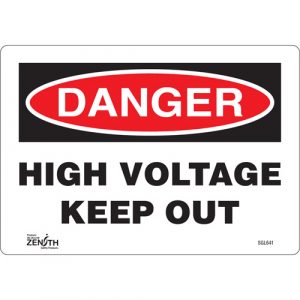 "High Voltage Keep Out" Sign, 7" x 10", Vinyl, English