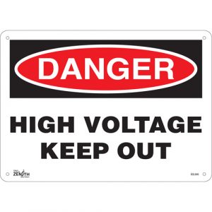 "High Voltage Keep Out" Sign, 10" x 14", Aluminum, English