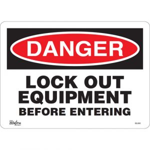 "Lock Out Equipment Before Entering" Sign, 10" x 14", Vinyl, English