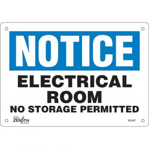 "Electrical Room" Sign, 7" x 10", Aluminum, English