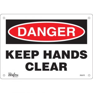 "Keep Hands Clear" Sign, 7" x 10", Aluminum, English