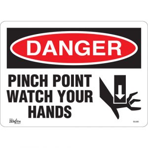 "Pinch Point" Sign, 10" x 14", Vinyl, English with Pictogram